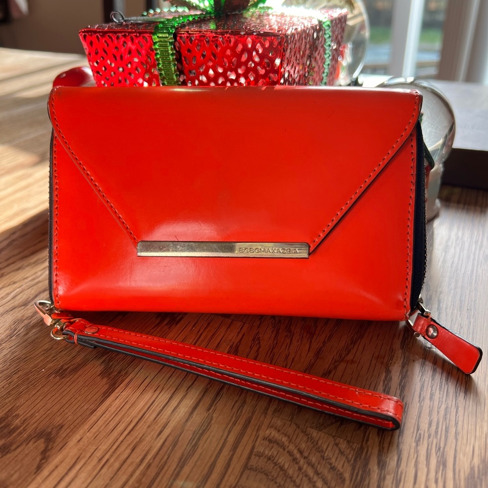 BCBGMaxAzria Leather wallet Wristlet Bright Orange